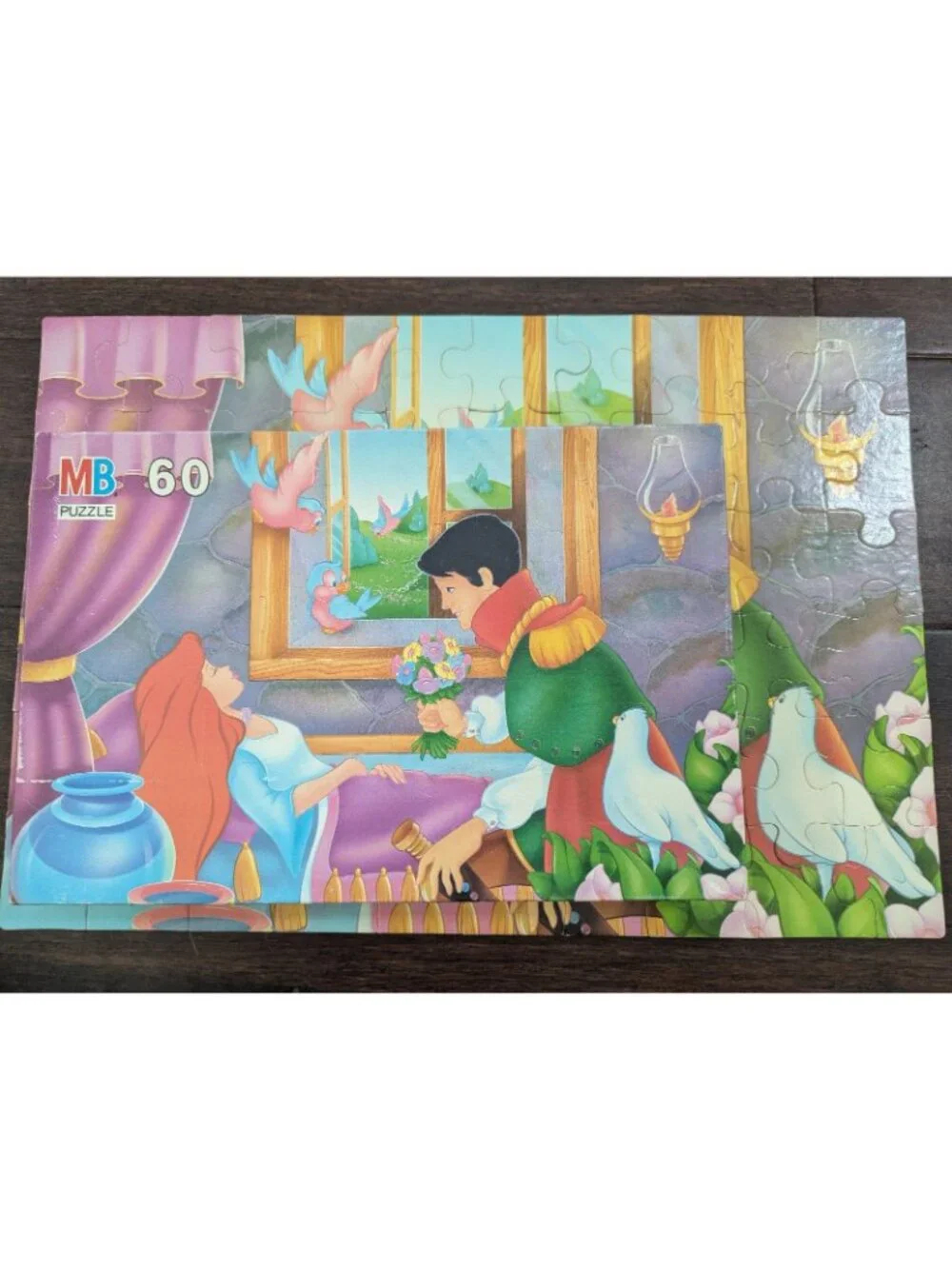 Lot of 4 Vintage Girls Jigsaw Puzzles Complete MB Belle Princess Little Mermaid